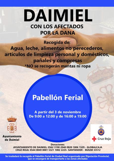 Cartel de la campaña de recogida en el Pabellón Ferial 