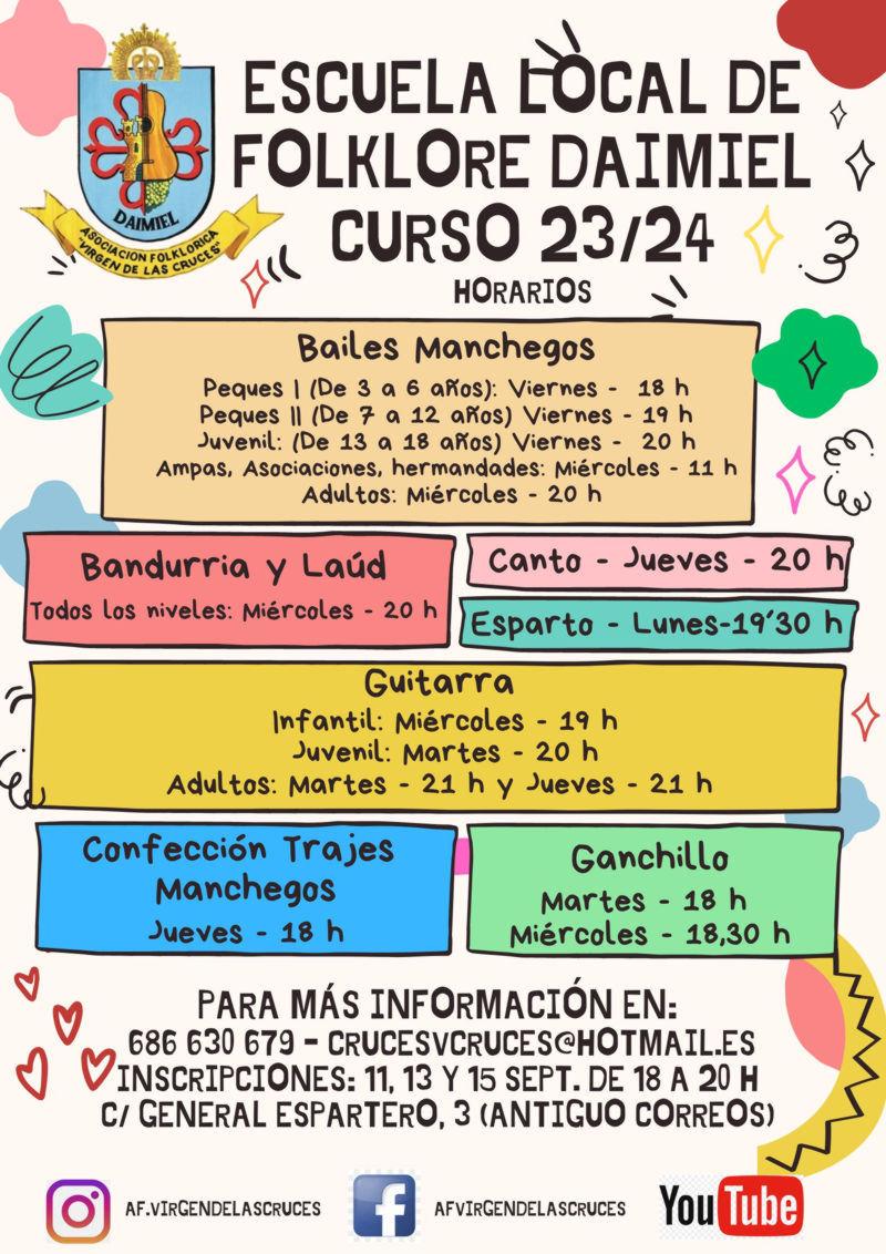 Escuela folklore horarios cursos 2023 24