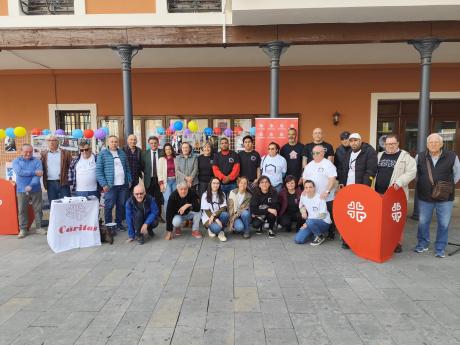 Durante el acto en la Plaza de España