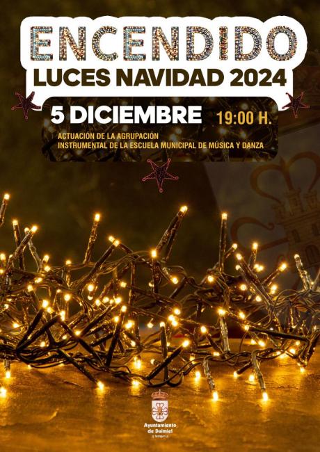 Cartel encendido luces navidad